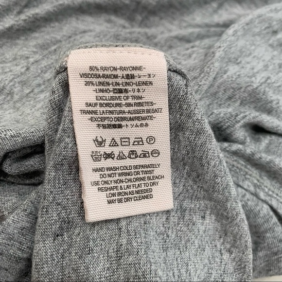 We The Free Top Adult Size XS Gray V-Neck Tie Oversized Linen Stretch Women - Picture 8 of 8